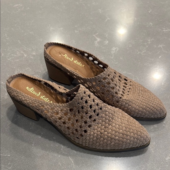 Altar'd State Taupe Mules with Perforated Suede and Low Heel - Picture 1 of 7